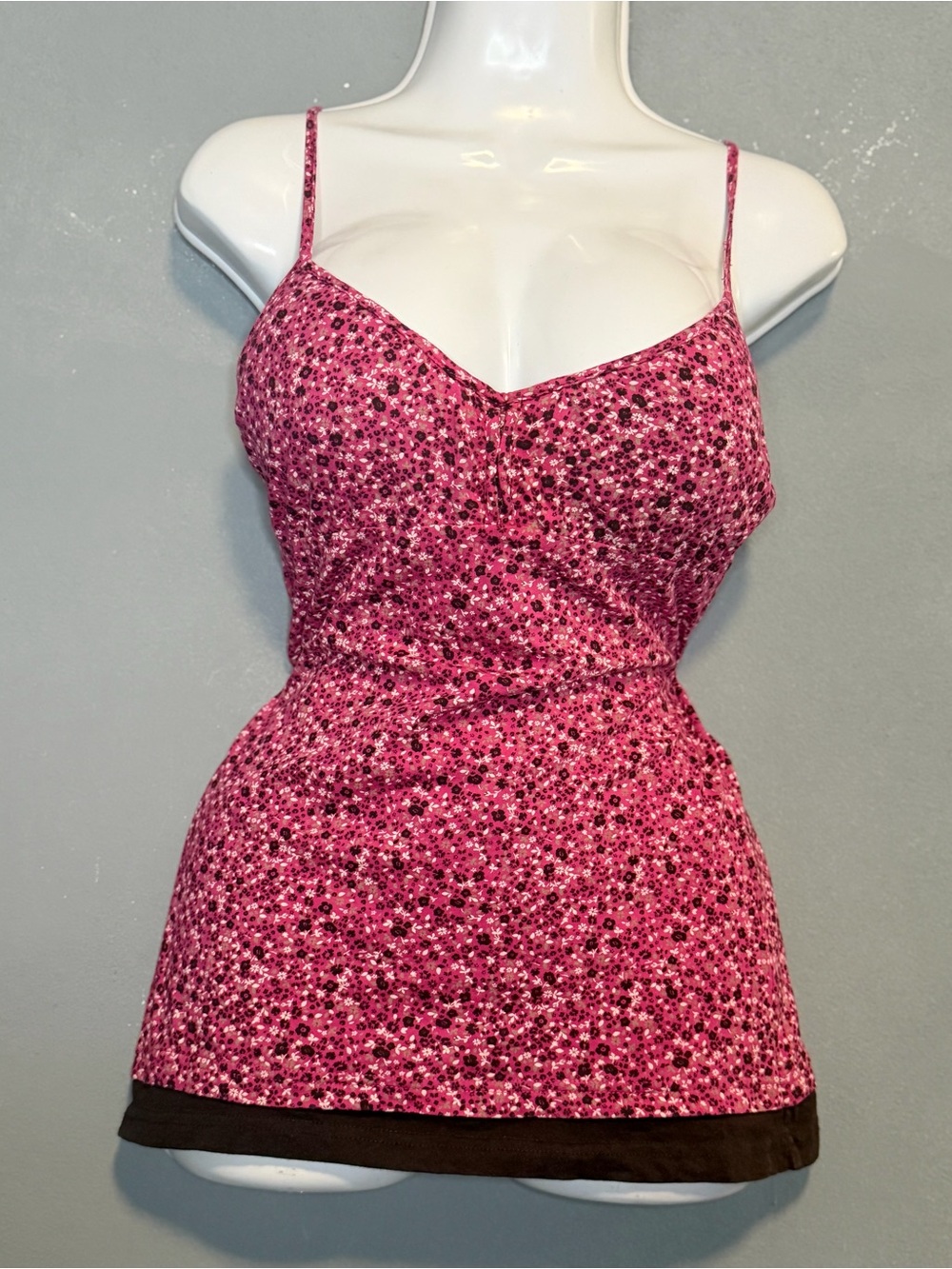 L.E.I. Y2K Pink Floral Babydoll Cami Top Size XL